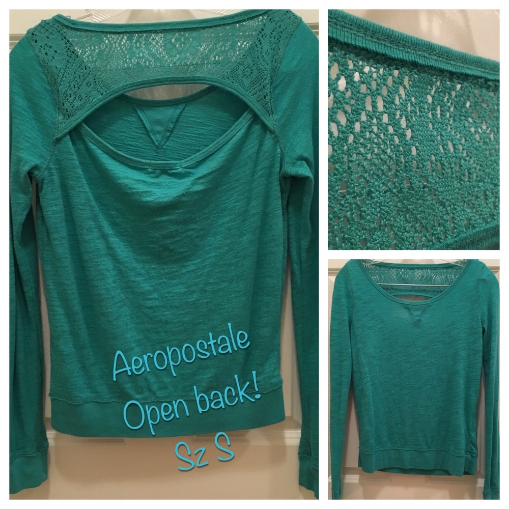 ♥️ 5x$15 Aeropostale open back long sleeve crochet tee
